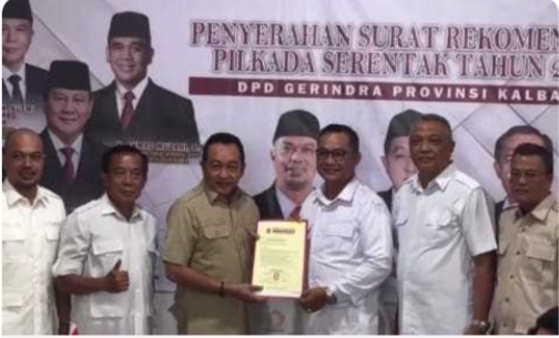 Yuliansyah,S.E Ketua DPD Partai Gerindra Serahkan Surat Rekomendasi ...